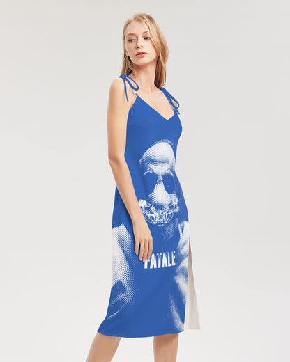 SiOfLa / Blue / Tie Strap Split Dress