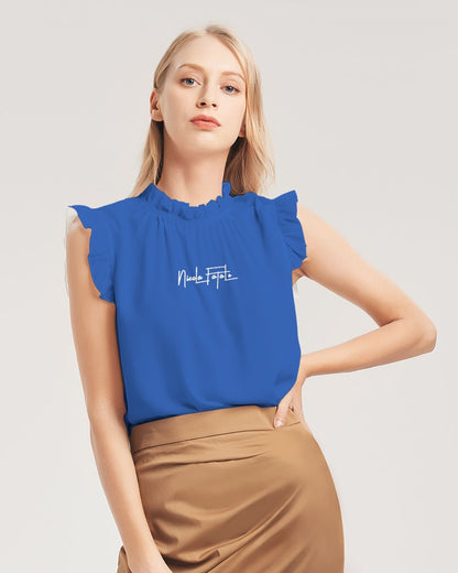 SiOfLa / Blue / Ruffle Sleeve Top