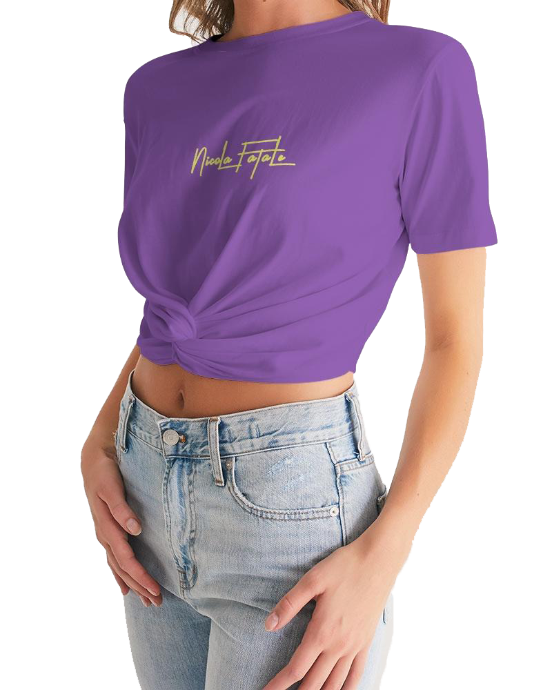 FC #8249a7 / Twist-Front Cropped Tee